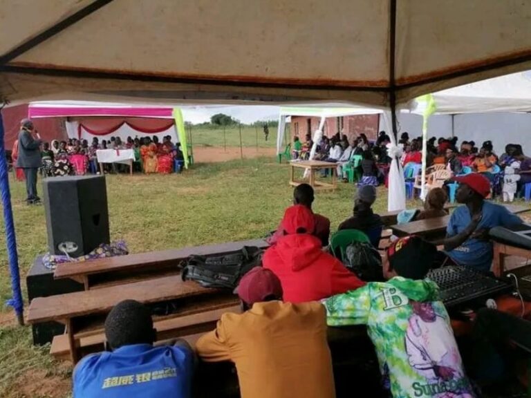 Community members attending a health outreach event by OLIANS Pristine Foundation in Uganda